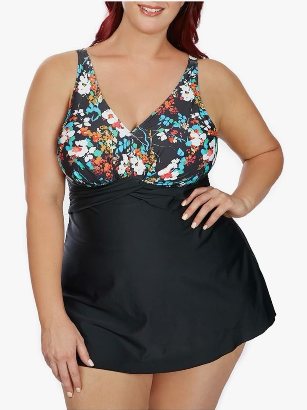 🐕🦺Perona plus size swimsuit shaping body one piece swim dress floral size 28W - Picture 4 of 7